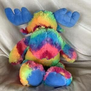 Wishpets Ansel Rainbow Color Moose 14" Soft Plush Blue Antler 2016 Stuffed Toy​